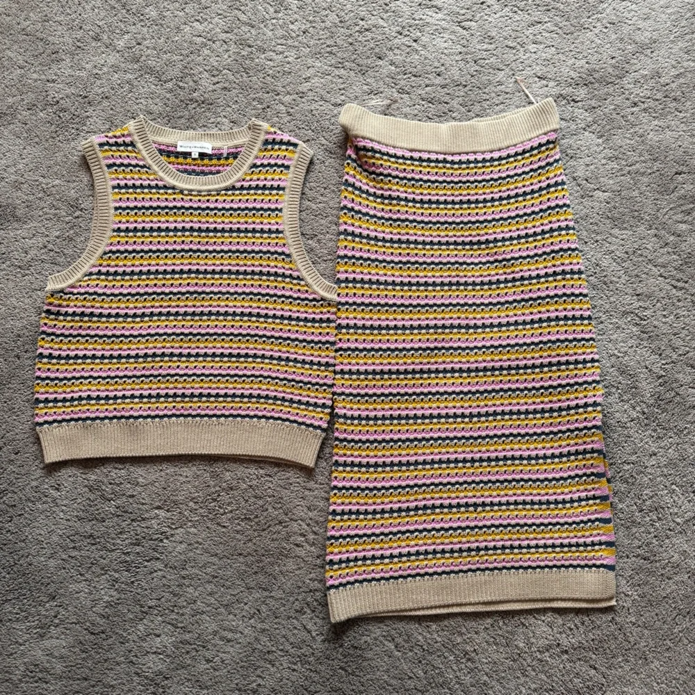 White + Warren Multicolor Striped Cotton Linen Set - Picture 1 of 9